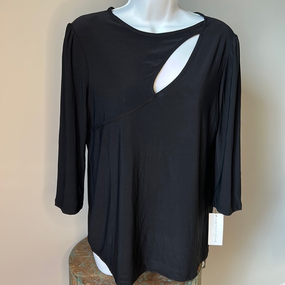 NEW Notations Black Cutout Top - Picture 1 of 6